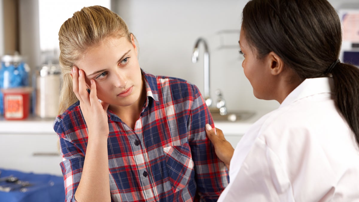  (<a href=“http://www.shutterstock.com/pic-126648644/stock-photo-teenage-girl-visits-doctor-s-office-suffering-with-depression.html?src=V3o9BC_RNOGnPCt1mnUh0g-1-42”>Photo</a> via ShutterStock) 