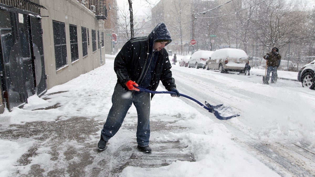  Legislation awaiting Gov. Chris Christie's approval would permit teens to ask New Jersey property owners if they need shoveling services before a snowstorm hits.(<a href=