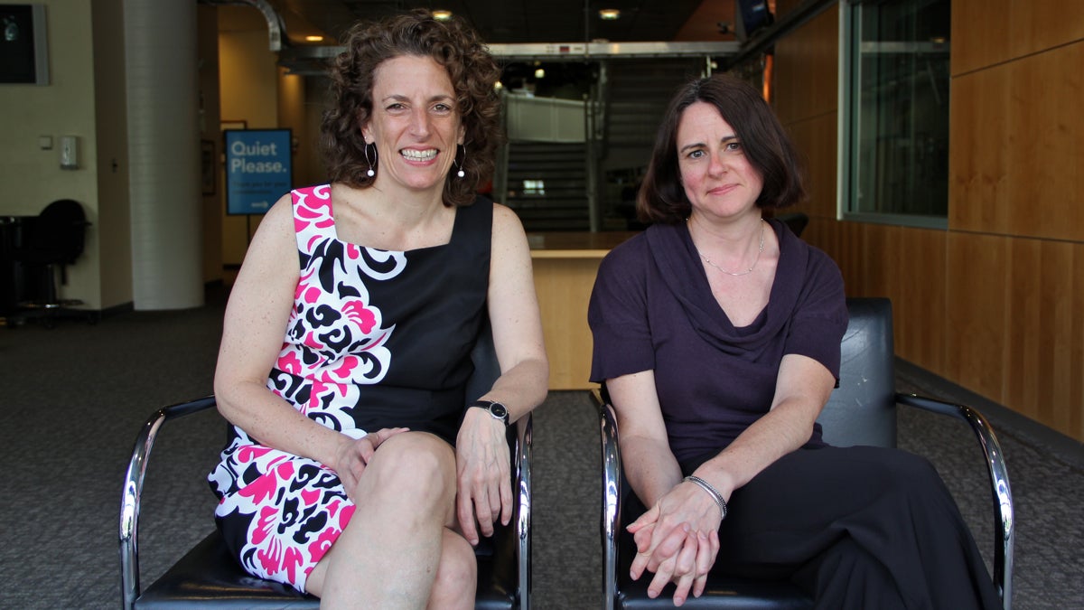 Christine Filippone (left) is assistant professor of art history at Millersville University. Dr. Melinda Keefe (right) is a senior research scientist at Dow. (Emma Lee/WHYY)
