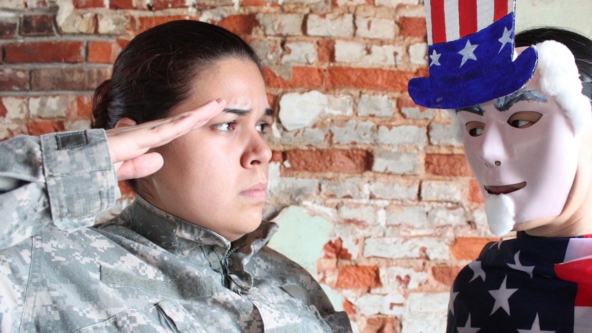 Gabriela Sanchez in the role of a soldier that has been sexually assaulted in the military in the play 'She Wore Those Boots' by Erlina Ortiz (Photo courtesy of Power Street Theater Company)