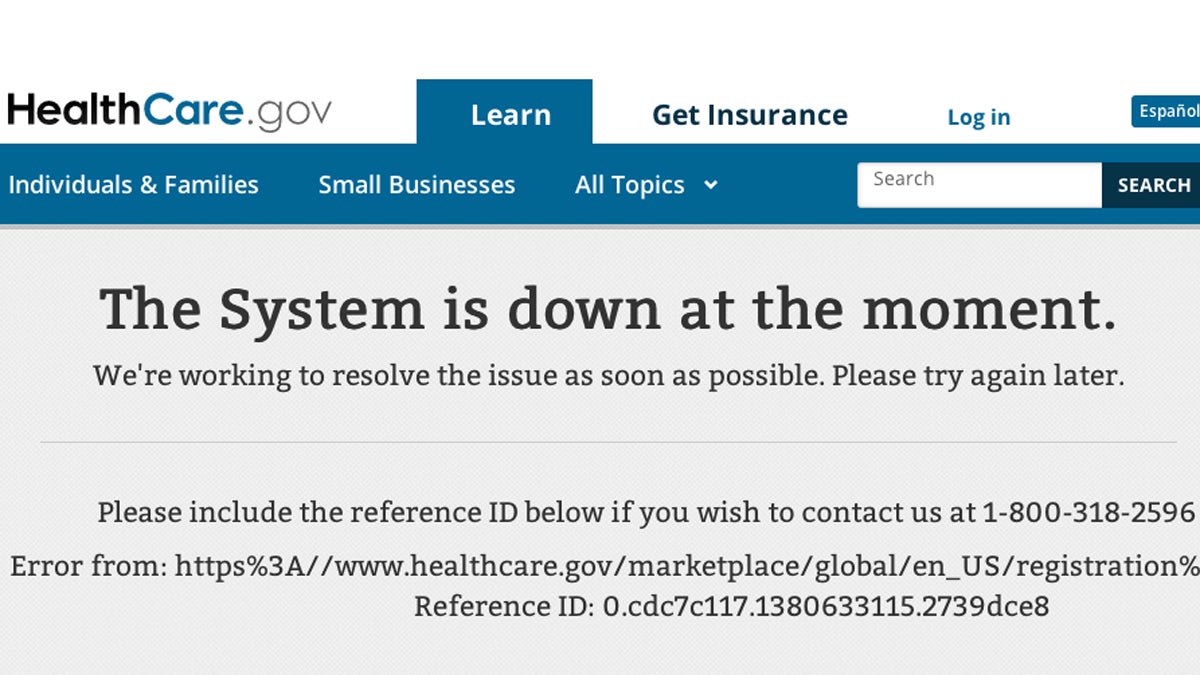  Error messages have been a common sight when trying to access information about the health insurance marketplace.   