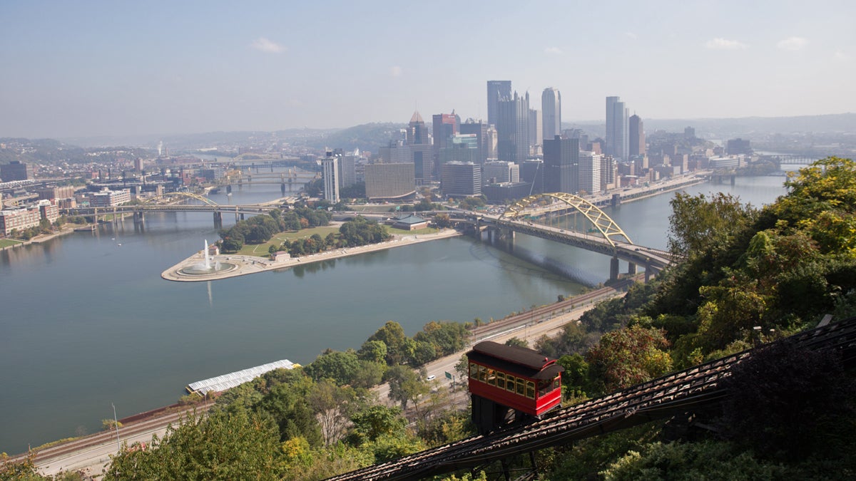  Pittsburgh experienced the most severe state and federal cuts of 30 cities examined by the Pew Charitable Trusts. Here, the city's downtown from the Duquesne Incline in the Mount Washington neighborhood. (Lindsay Lazarski/WHYY) 