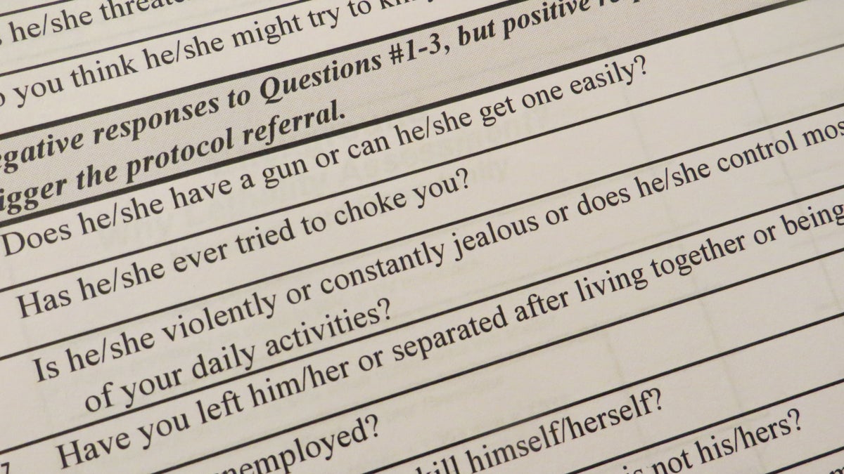 As part of a new ‘lethality assessment’ program some Delaware County police officers are learning to use a questionnaire to help gauge the danger of a domestic-violence situation. (Taunya English/for The Pulse)