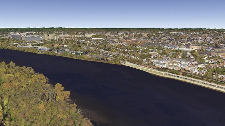 Aerial view from Google Earth from the Pa. side looking at Trenton