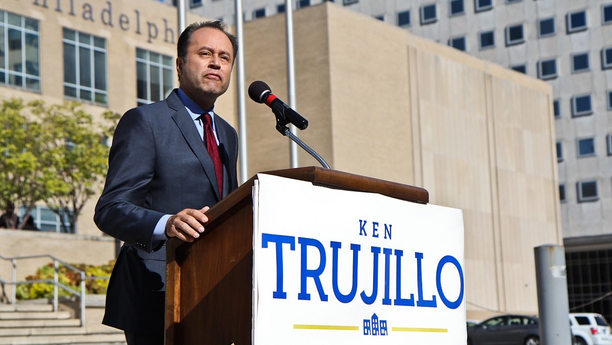  Ken Trujillo announces his candidacy for mayor of Philadelphia. (Kimberly Paynter/WHYY) 