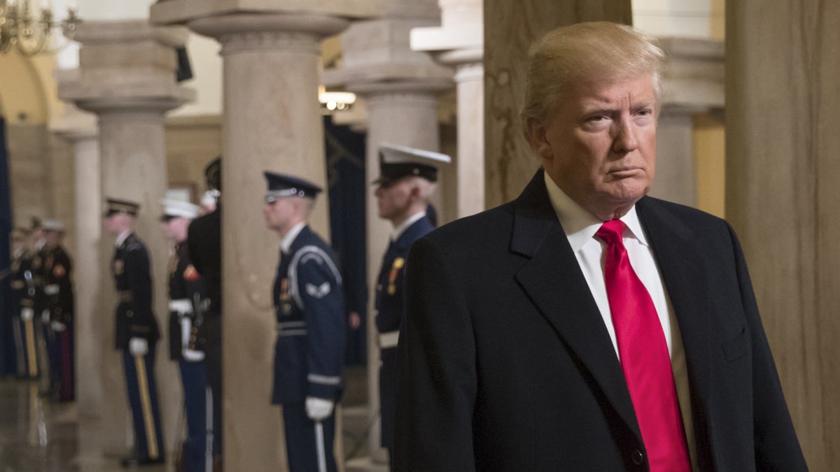 President-elect Donald Trump walks through the Crypt at the Capitol in Washington