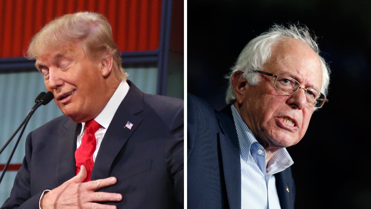  From left: Republican presidential candidate Donald Trump in August 2015; Democratic presidential candidate, Sen. Bernie Sanders, I-Vt., in October 2015. (AP Photo, file) 
