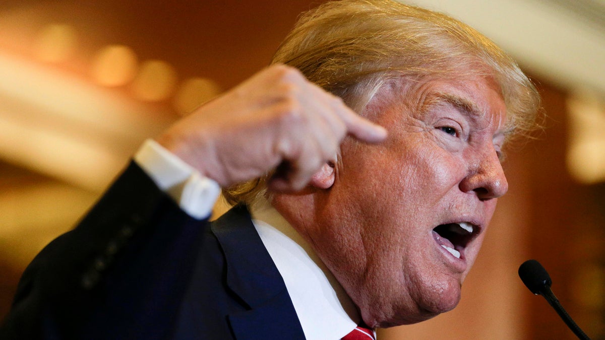  Republican presidential candidate Donald Trump talks about his tax plan during a news conference, Monday, Sept. 28, 2015, in New York. The Republican front-runner is calling for an overhaul of the tax code that would eliminate income taxes for millions of Americans, while lowering them for the highest-income earners and business. (AP Photo/Julie Jacobson) 
