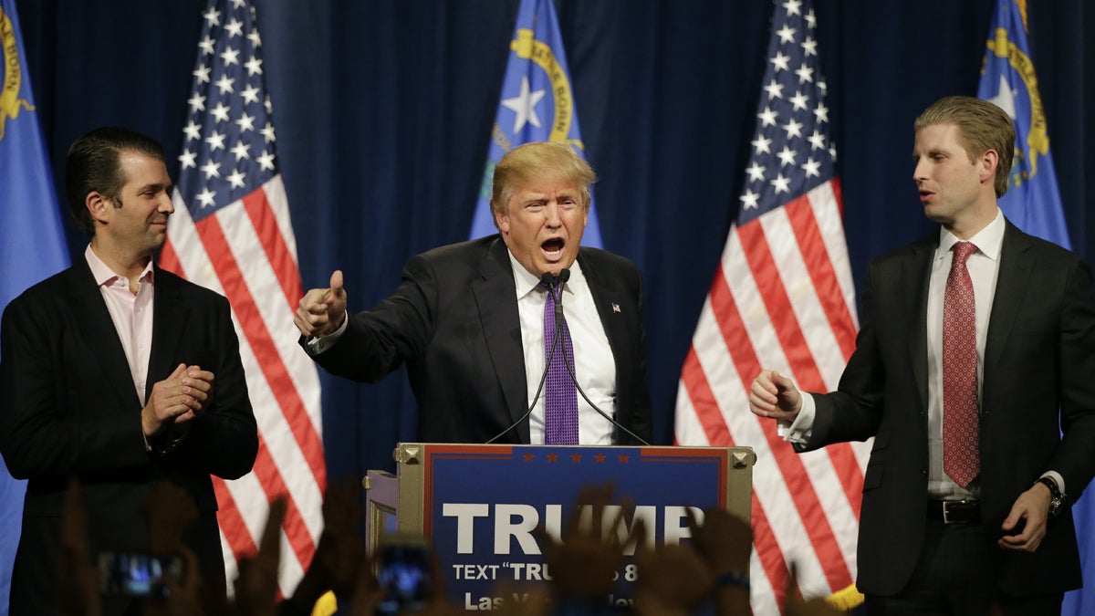 Republican presidential candidate Donald Trump speaks at a caucus rally on Tuesday night in Las Vegas
