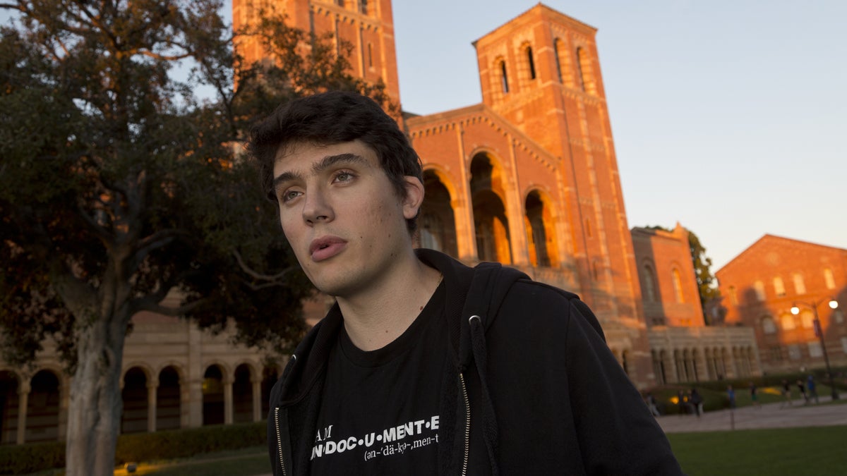  Undocumented student Vlad Stoicescu-Ghica, 21, originally from Romania, is shown in this 2014 photograph at the University of California, Los Angeles. (AP Photo/Damian Dovarganes) 