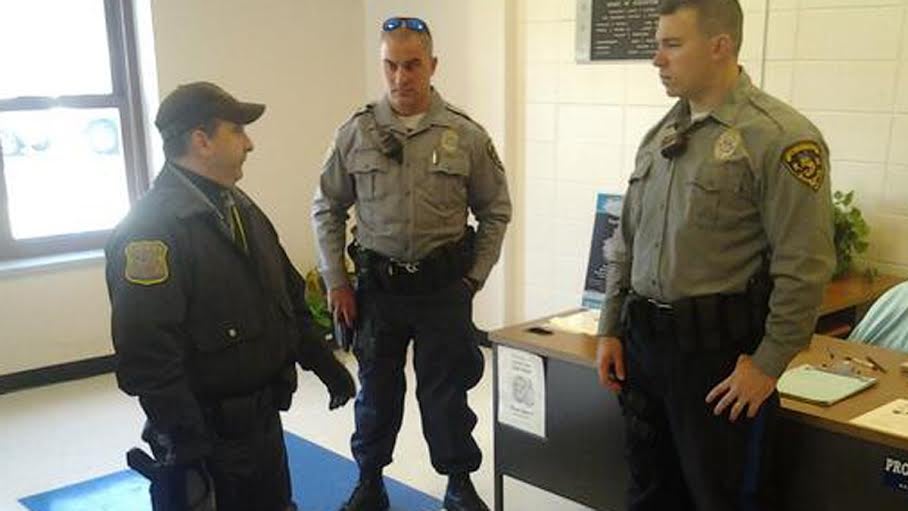  Officers at Lacey Township High School Wednesday morning. (Image: Ocean County Prosecutor's Office) 