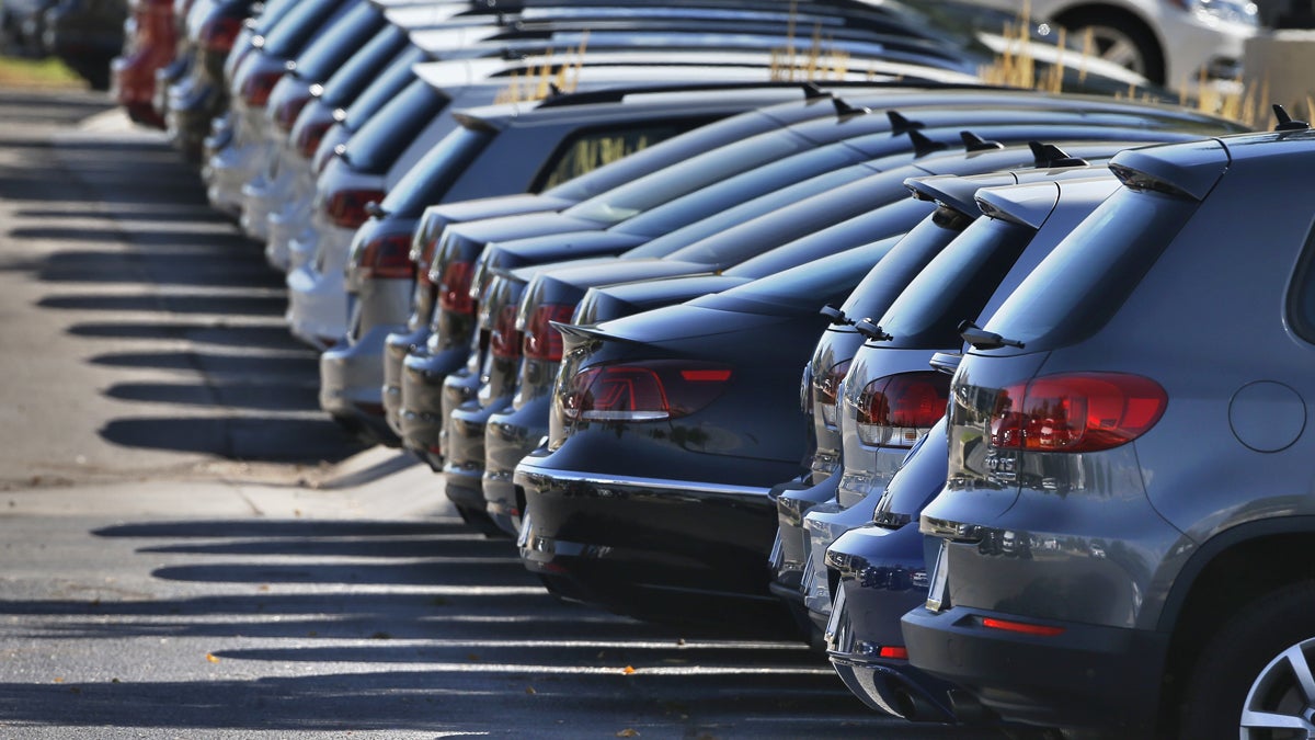 Volkswagen cars are shown on display at a dealership. (AP Photo/Brennan Linsley