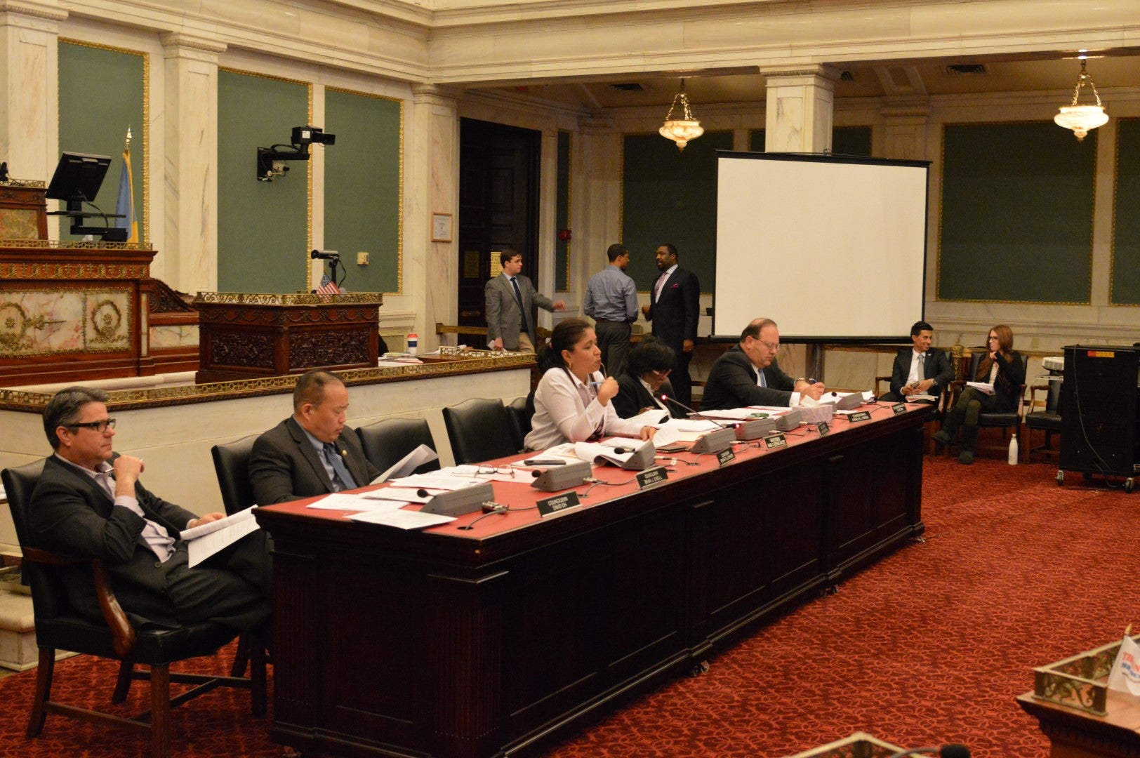 Philadelphia Council members get briefing on projected vote recount costs. (Tom MacDonald / WHYY)