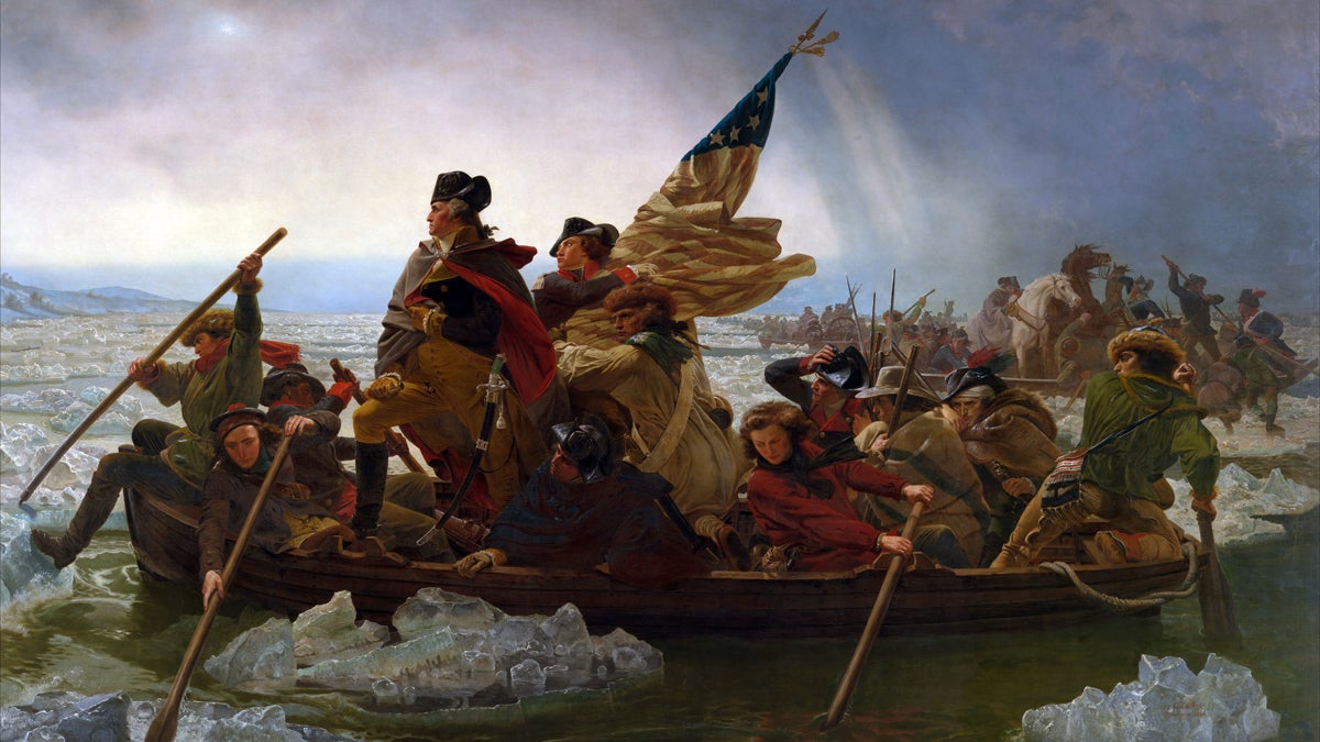  George Washington Crossing the Delaware, 1851, by Emanuel Gottlieb Leutze. The 62nd Annual Christmas Day Crossing of the Delaware River at Washington Crossing Historic Park takes place on December 25, 2014. 