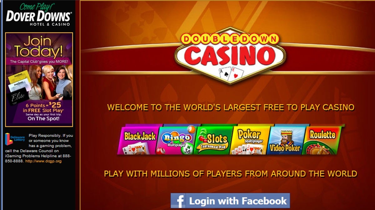  Gamblers must login with a Facebook account during the free trial period for Delaware's online gaming. (DoverDowns.com) 