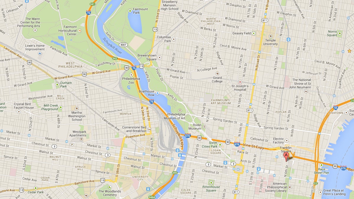  This Google Maps image shows the location of the WHYY studios in Philadelphia. 