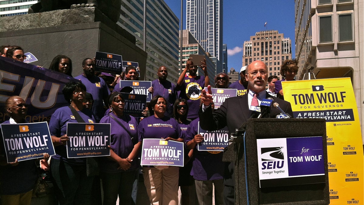  Tom Wolf accepts the endorsement of the Service Employees International Union. (NewsWorks file photo) 