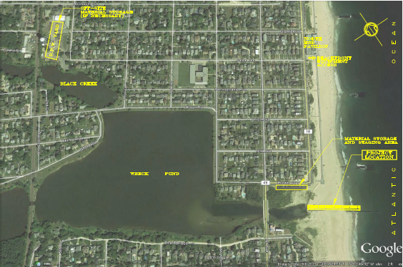  Wreck Pond and the surrounding area. (Image: American Littoral Society) 