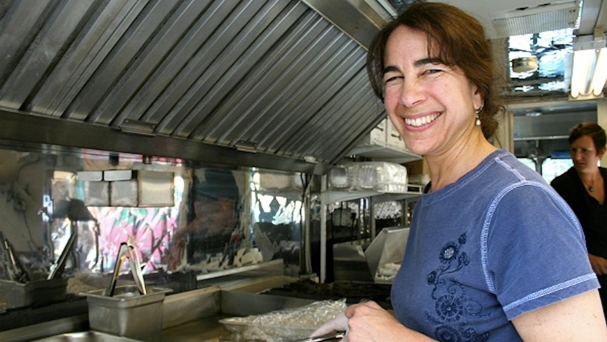  Sue Wasserkrug in her food truck in 2012. (Lane Blackmer/for NewsWorks, file) 
