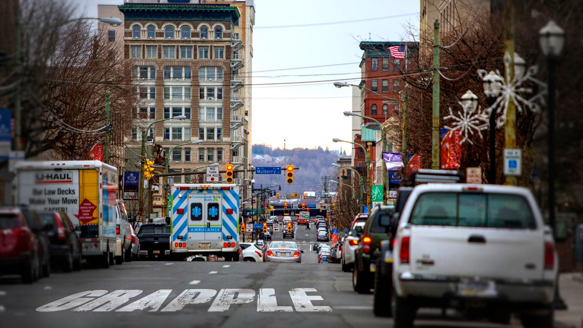 A view of downtown Scranton from N. Washington Avenue. (Jessica Kourkounis/For Keystone Crossroads) 
