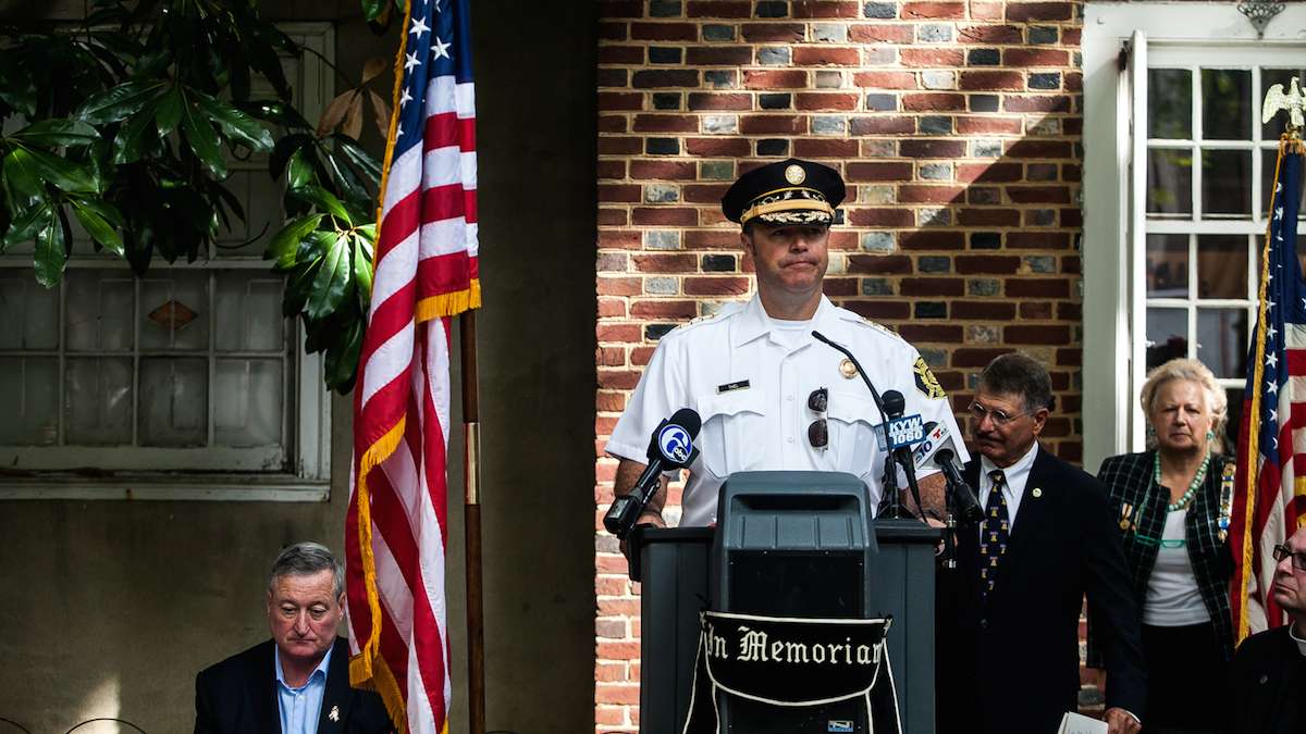 Philadelphia Fire Commissioner Adam Thiel called for unity in a divisive time for the country in his speech honoring those who died on September 11th, 2001.