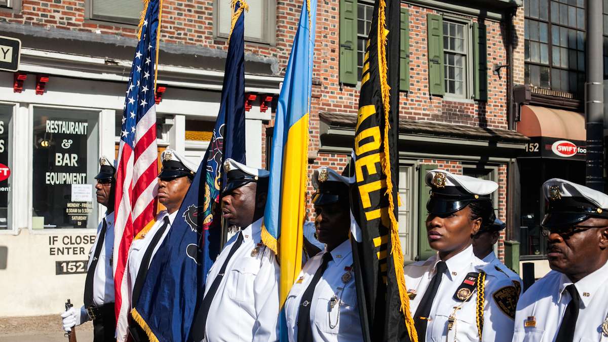 Philadelphia Prisons Honor Guard marches on Sunday September 11, 2016 to honor those who died responding to the terror attacks on the World Trade Center 15 years ago.