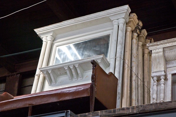 <p><p>Mantle pieces salvaged from the Divine Lorraine Hotel are now in storage at Provenance Architecturals, LLC, a warehouse that resells architectural salvage. (Kimberly Paynter/for NewsWorks)</p></p>

