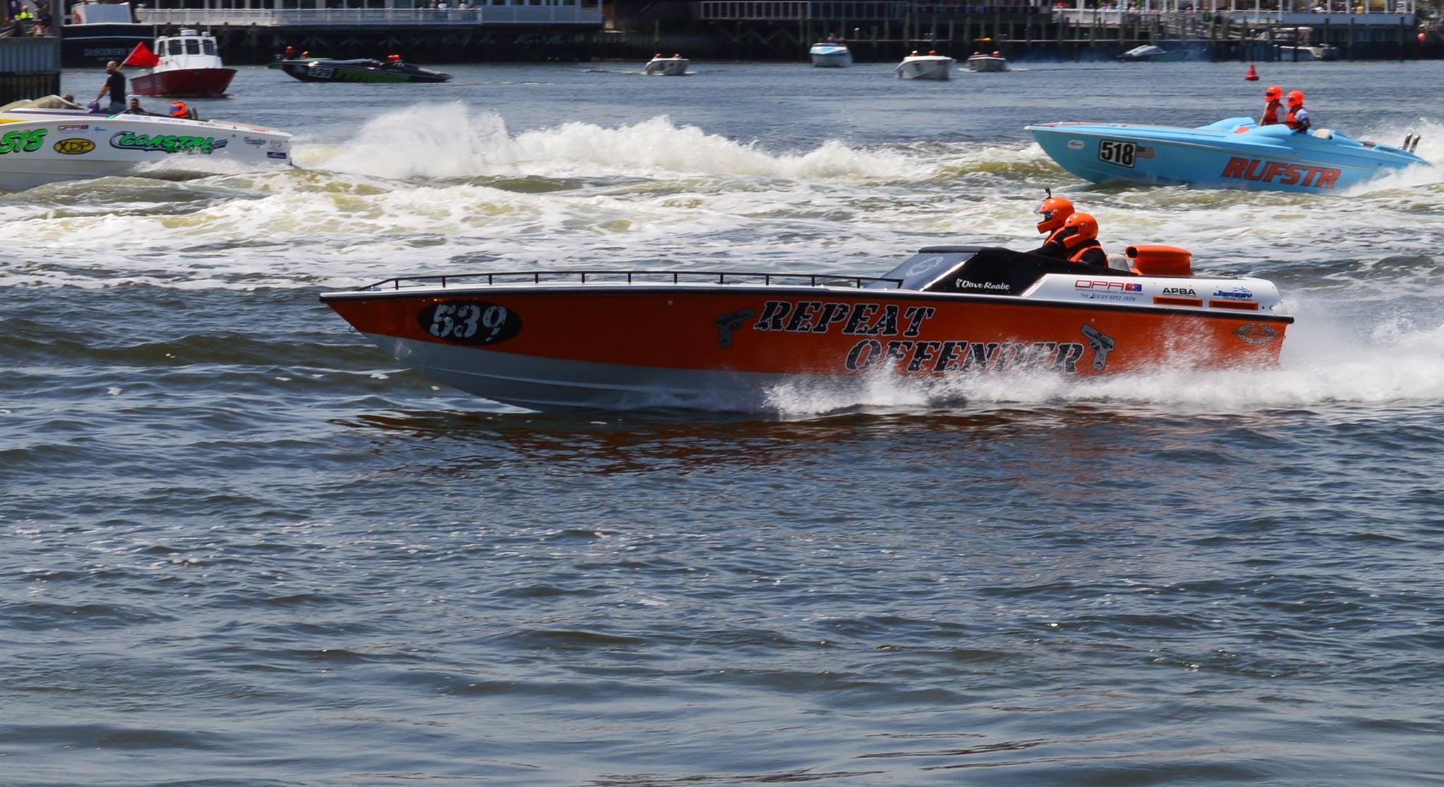  Repeat Offender, one of the boats involved in a fatal collision off northern Ocean County Sunday afternoon, heads out into the Atlantic Ocean earlier in the day. (Image courtesy of Sophia Centrella) 