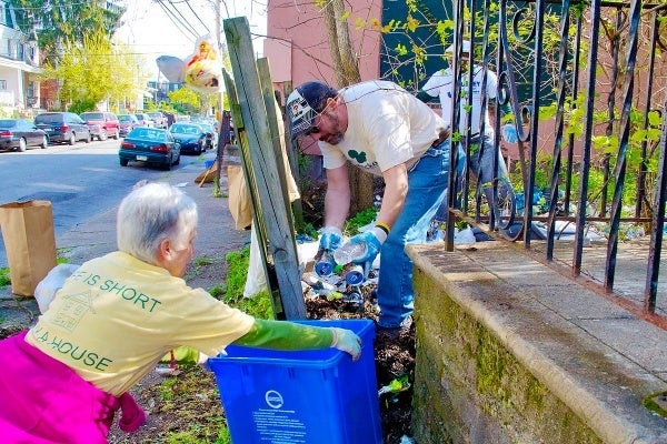 <p><p>37. Volunteers take care to separate recyclables from garbage as they clean up Duval Street in Mt. Airy. (Jana Shea/for NewsWorks)</p></p>
