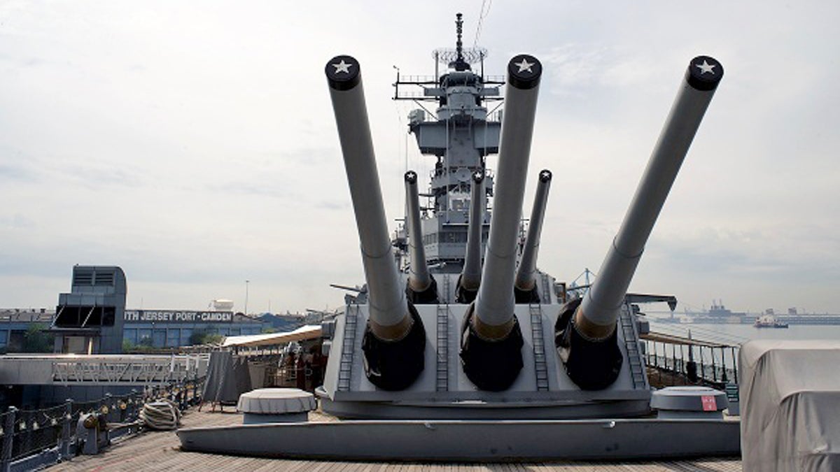 Turret I and II on the front deck of the USS New Jersey battleship. (Bas Slabbers for WHYY) 