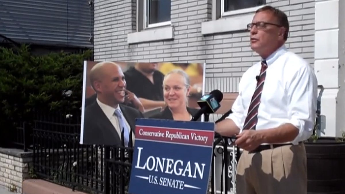  Republican U.S. Senate candidate Steve Lonegan appears in this campaign video blasting Cory Booker. (Image from Lonegan video campaign ad) 