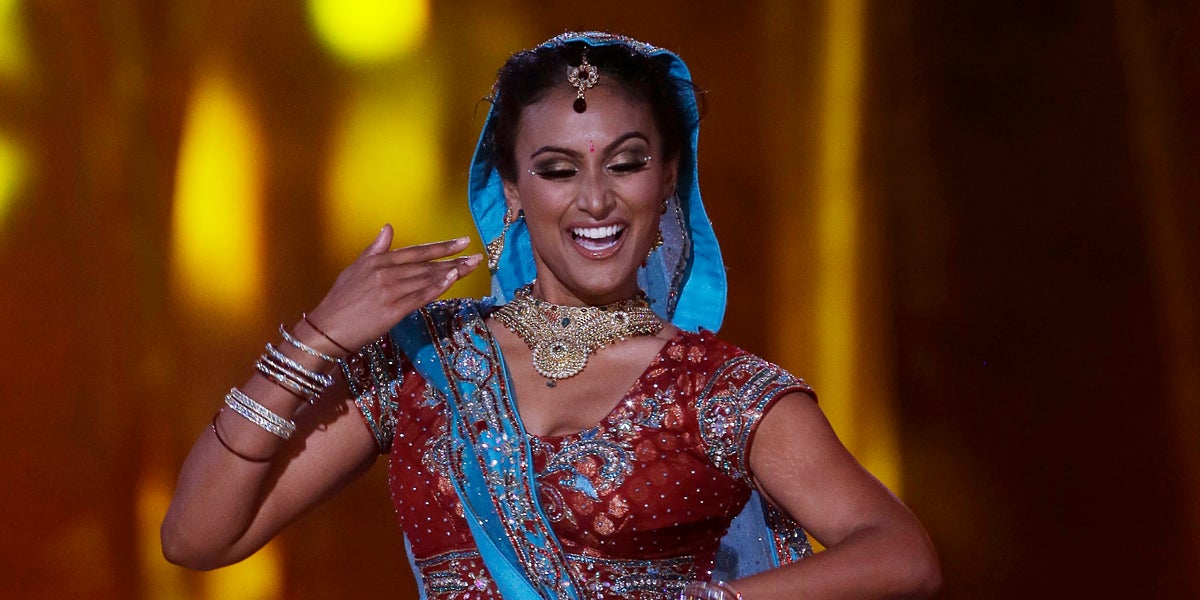  Miss New York Nina Davuluri performs a bollywood dance during Sunday night's competition.(AP Photo/Mel Evans) 