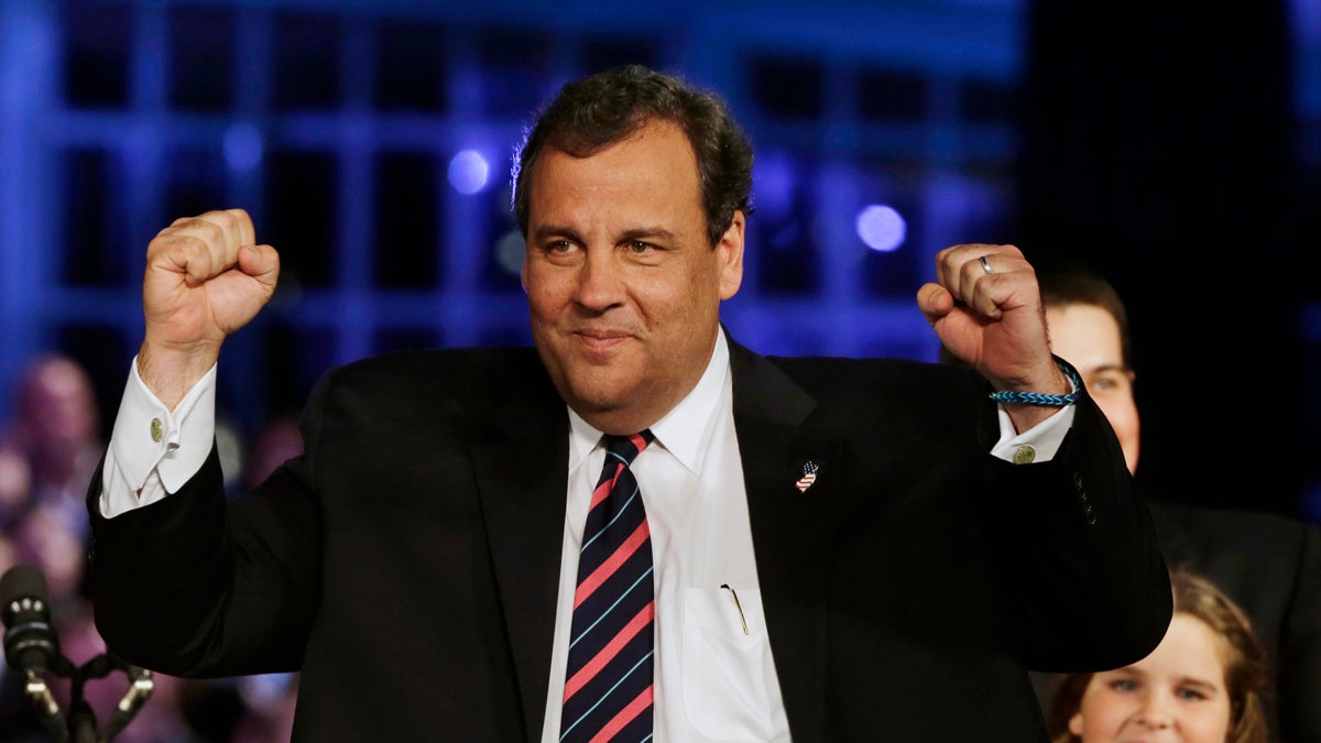  Christie winsRepublican New Jersey Gov. Chris Christie celebrates his election victory in Asbury Park, N.J. Tuesday night. (AP Photo/Mel Evans) 