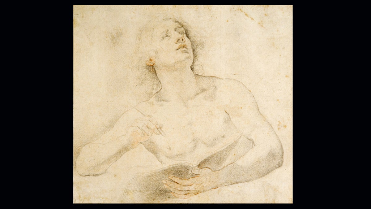  Carlo Dolci: Study for Saint John the Evangelist, 1671. Black and red chalk on light tan paper. Bequest of Dan Fellows Platt, Class of 1895. Courtesy of the Princeton University Art Museum 