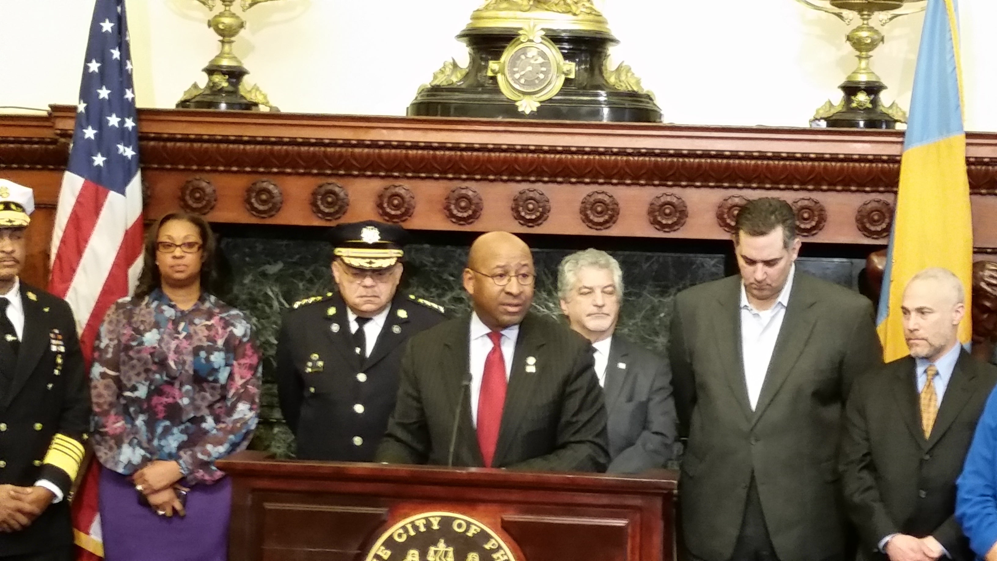  Mayor Michael Nutter and Police Commissioner Charles Ramsey, third from left. 