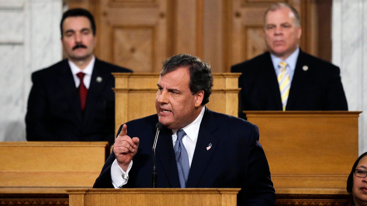  Governor Christie speaking during his State of the State address on Jan. 14, 2014. (AP Photo/Mel Evans) 