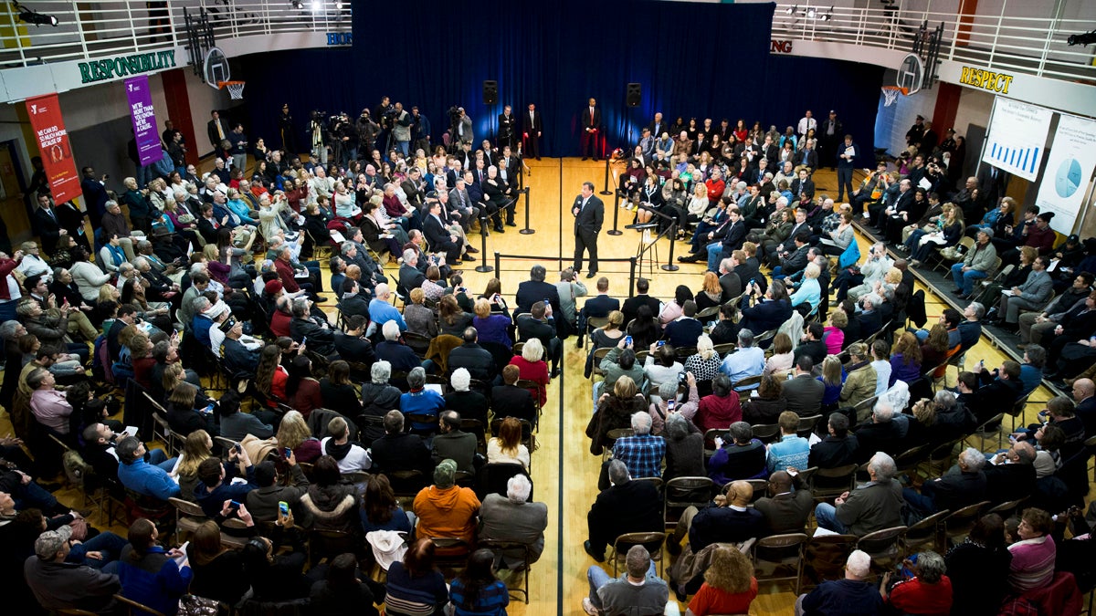  Gov. Christie speaking at a town hall meeting, March 13, 2014, at the YMCA of Burlington County, in Mount Laurel, N.J. (AP File Photo/Matt Rourke) 