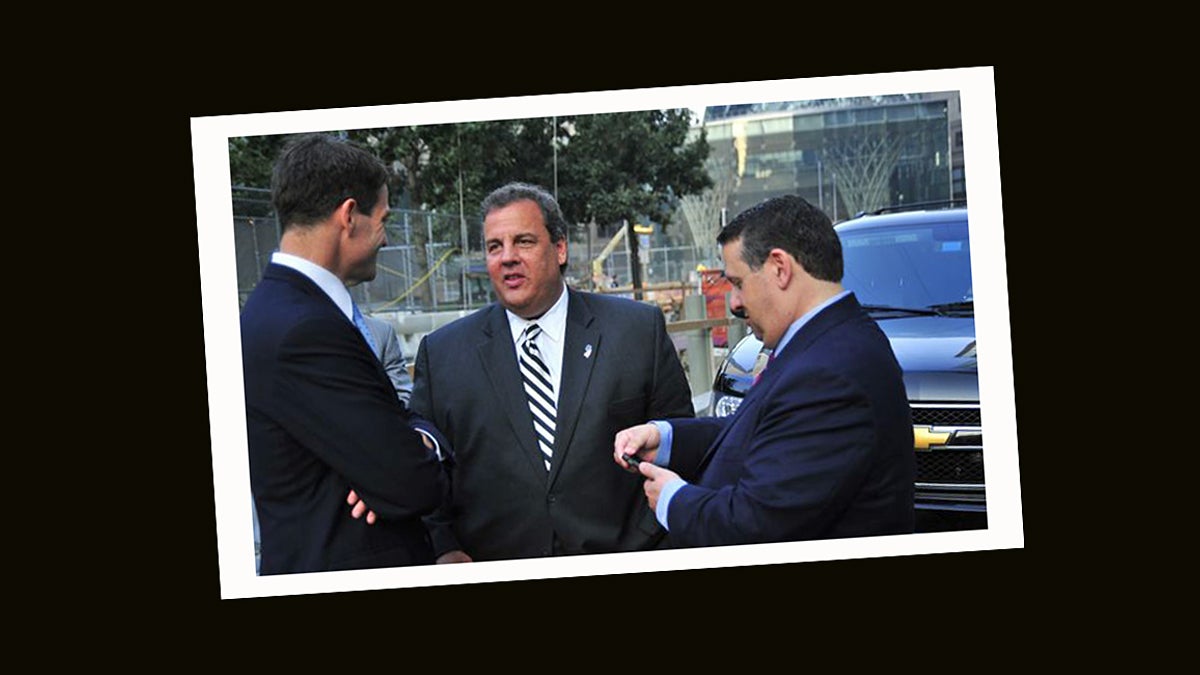  From left, Bill Baroni, former deputy executive director of the Port Authority of New York and New Jersey; Governor Chris Christie, and David Wildstein. (Port Authority of New York and New Jersey/WNYC) 