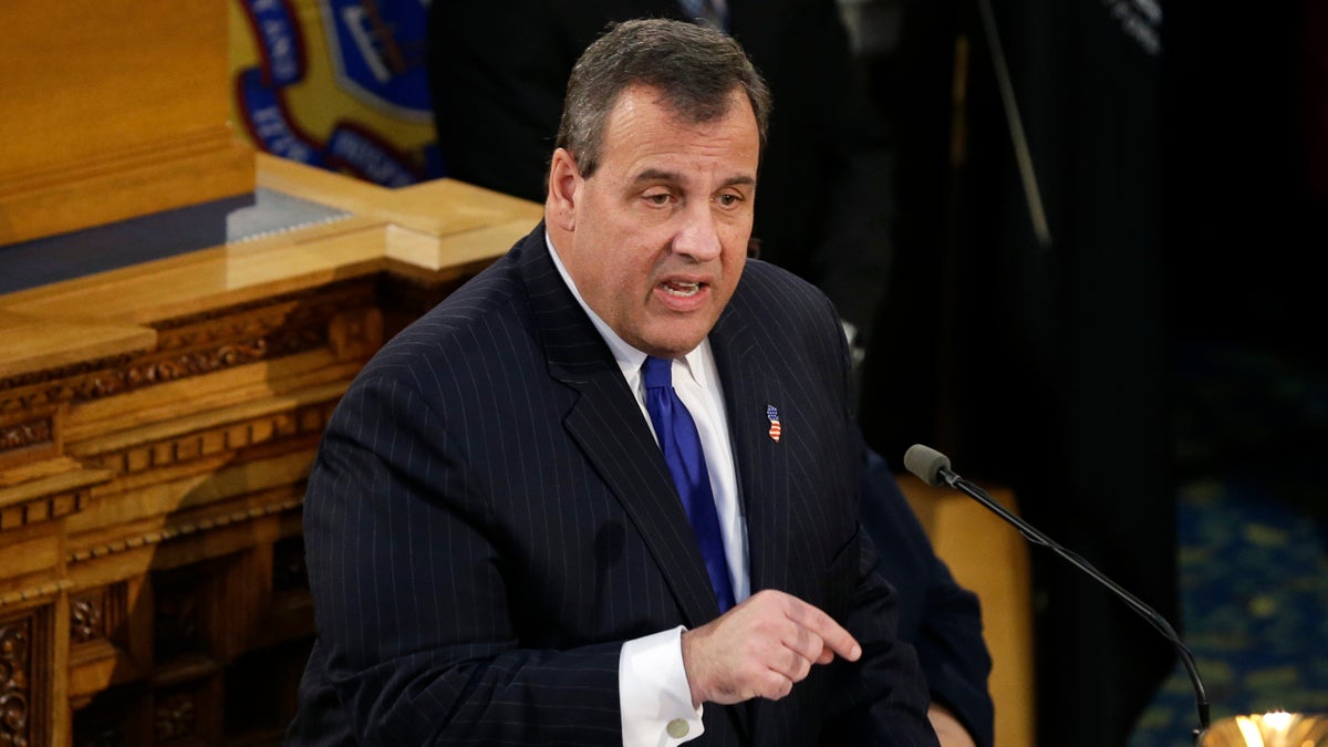  New Jersey Gov. Chris Christie delivers his budget address, Tuesday, Feb. 24, 2015. (AP Photo/Mel Evans) 