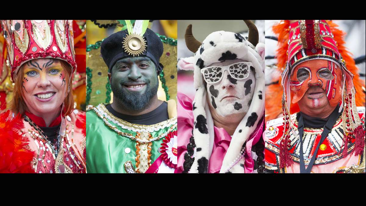Faces of Mummers from the 116th annual Mummer's Parade (Jonathan Wilson/for NewsWorks)