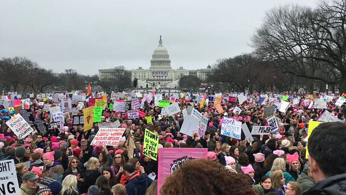  One day after Donald Trump was sworn in women staged a large protest in Washington D.C. (Photo courtesy of Evelyn Tu) 