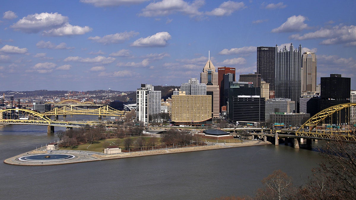  This April 8, 2014 photo shows the skyline of downtown Pittsburgh at the confluence of the Allegheny, Monongahela, and Ohio Rivers. (AP Photo/Gene J. Puskar) 