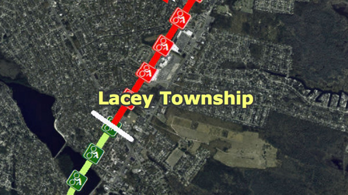  The trail passes through Lacey Twp. where it will be used for a Route 9 bypass. (Map courtesy of the Ocean County Planning Department) 