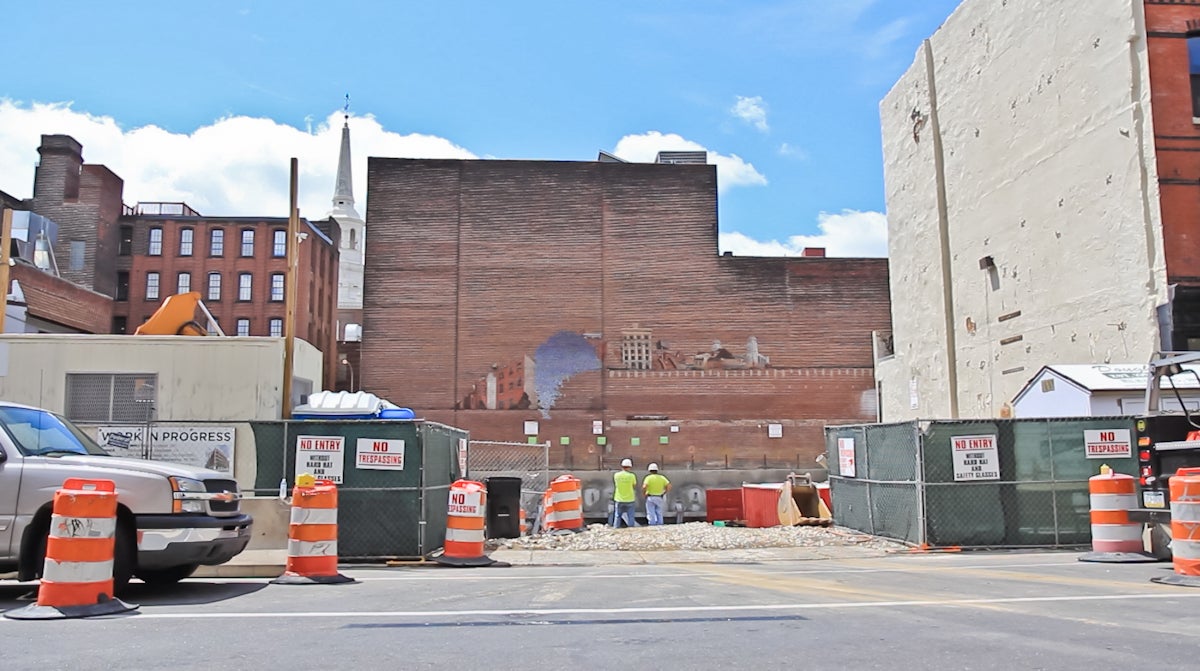 Site of the development at 218 Arch Street Monday morning.