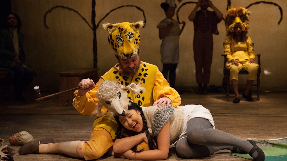  Chris Davis as a leopard and Stephanie N. Walters as a lamb in Orbiter 3's 'Peaceable Kingdom.' 