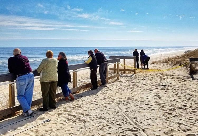  Beachgoers enjoying the mild temperatures last Sunday in Harvey Cedars. (Image: Harvey Cedars Beach Patrol) 