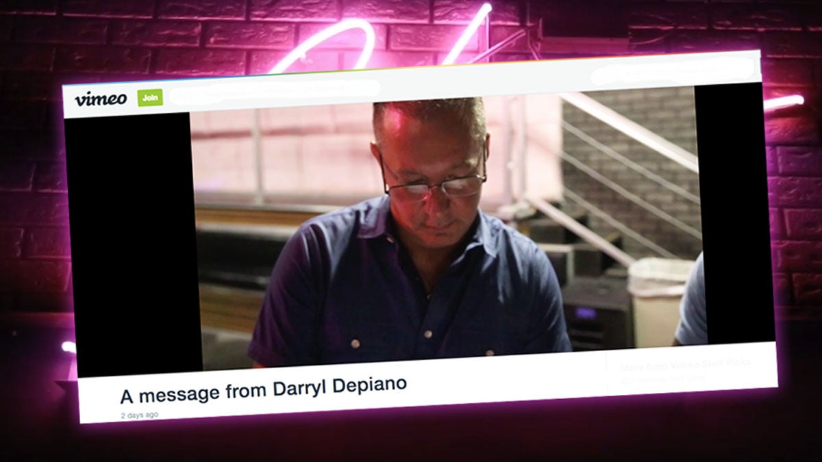  A screen shot of Darryl Depiano's apology video posted on Vimeo.  