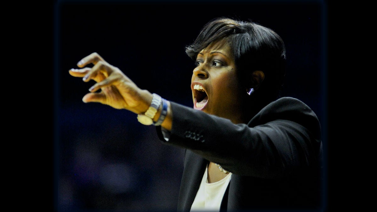  Former Georgetown head coach Natasha Adair was announced Monday as the new University of Delaware women's coach. (AP Photo/Matt Marton) 