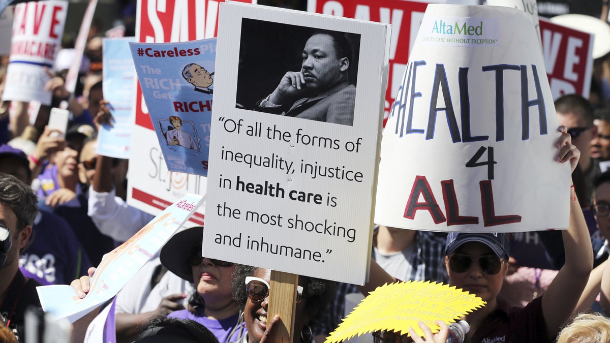  Protesters in Los Angeles in march demonstrate against the American Health Care Act, which the White House hopes will replace Obamacare. (AP Photo/Reed Saxon, file 
