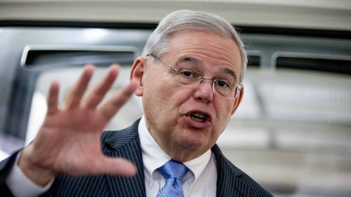  U.S. Sen. Bob Menendez, D-N.J., speaks with reporters on Capitol Hill in Washington this month.He took a business-as-usual approach when he returned to Congress after his April 1 indictment on federal corruption charges. (AP photo/Andrew Harnik) 